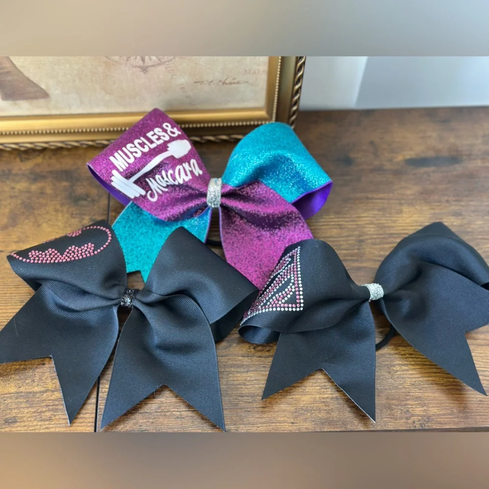Batman & Superman Cheer Bows Set of 3 large bows for girl hair accessories gym